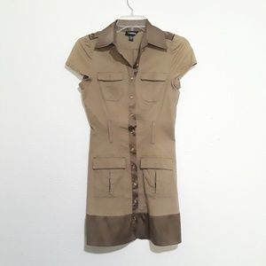 Bebe Sweet Sage Button Up Shirt Dress Size S